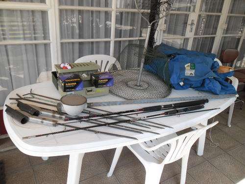 a collection of catching fish equipment