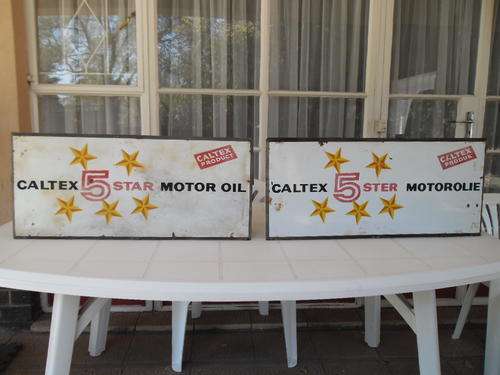 original large 2 - enamel vintage Caltex signs English and Afrikaans the price is for both signs