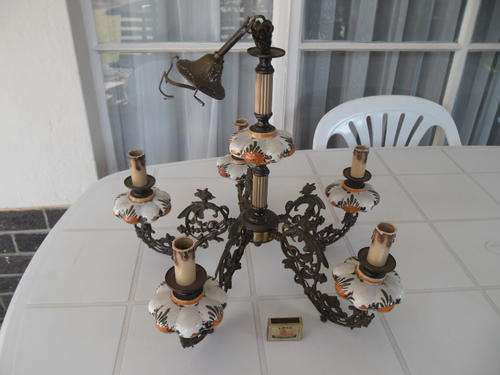 vintage large and heavy chandelier/ceiling light (5 lights no bulbs)