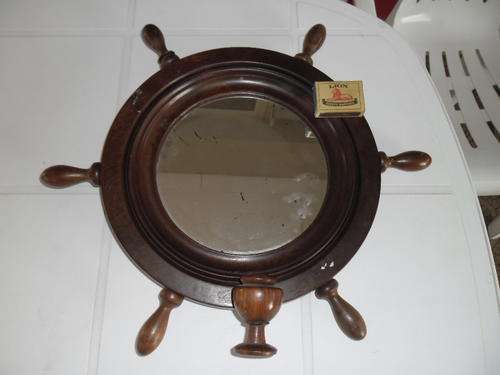 old large round wood mirror