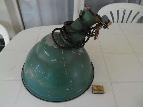 vintage metal enamel light sprayed green