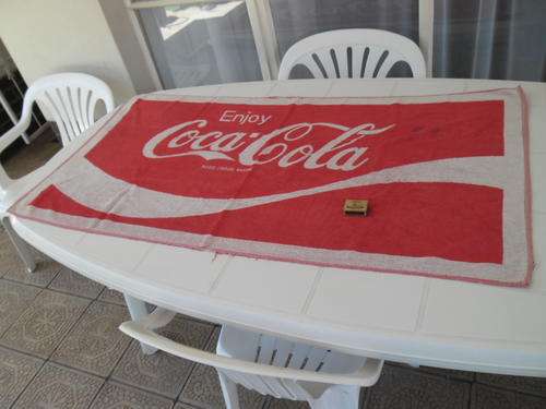 very old large used original coca cola towel - Glodina make