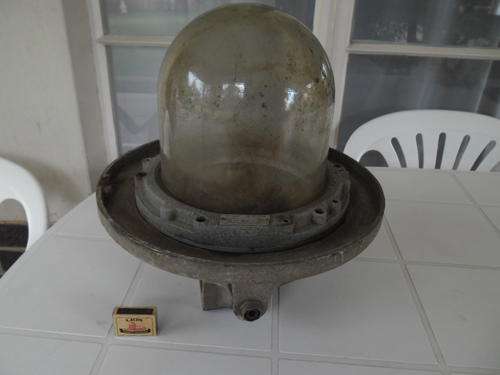 very large and heavy vintage cast aluminum with glass dome light 380mm long and weighs 11kg England