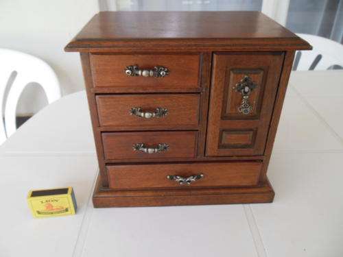 stunning vintage teak wood jewelery box rare