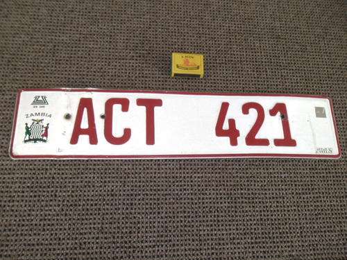 Zambia vintage aluminum raised letters well used car no plate