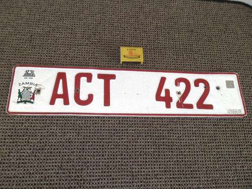 Zambia vintage aluminum raised letters well used car no plate