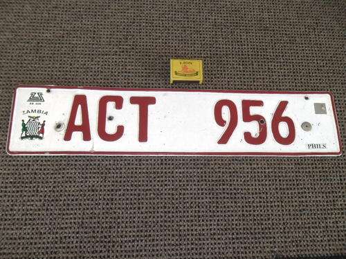 Zambia vintage aluminum raised letters well used car no plate