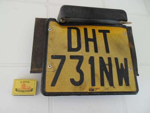 vintage well used motor bike back number plate with bracket ordinary postage is R70