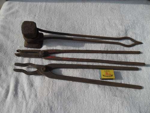 3 old used blacksmith metal tools size is 500mm to 540mm long