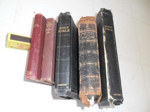 very old 5 small bibles from one lady Elizabeth Carol Holliday see photos