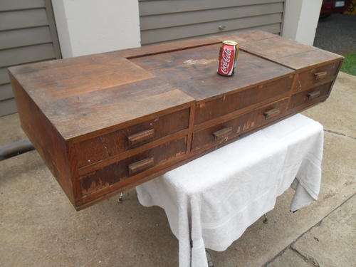 very old top dresser/cabinet 5 draws and a compartment for coins or collectables need tlc