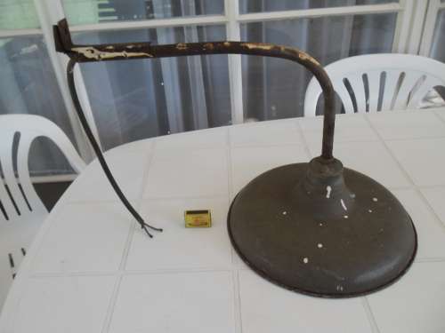 rare old large enamel shade light with fitting and pipe size of shade is 380mm wide