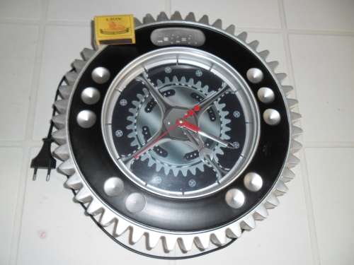 stunning large plastic wall clock with blue light working with one battery & 220 volt 330mm wide