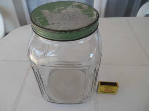 Old large sweets display bottle with lid size is 225mm high see chip inside the lid