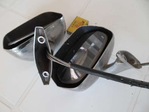 Rare two old car side mirrors left and right one mirrors is loose postage is R70