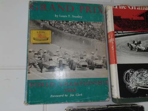 Very rare grand prix 1950¿s to 1960¿s hard cover with dust jackets books weighs 4kg postage R70