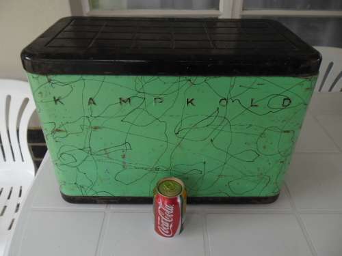 Rare original 1950's metal cooler box no handle size 520mm wide weighs 10kg postage R160