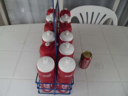 Original 12 coca cola plastic bottles metal stand sportsmans warehouse 510mm wide