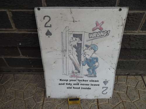 Used modern metal sign see condition size is 305mm x 405mm postage R60