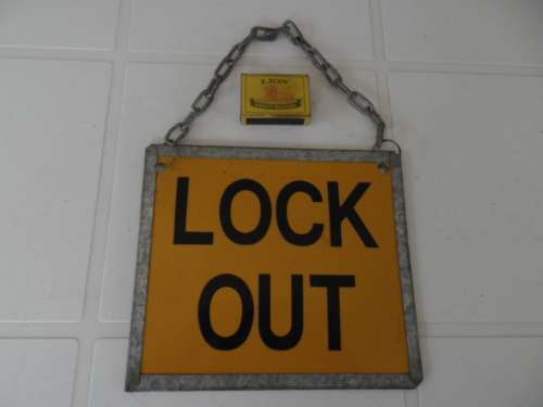 Used small lock out sign size is 190mm wide postage is R50