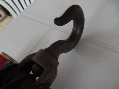 Stunning old large 2 wheel pulley see condition weighs 5kg size 360mm long postage is R80
