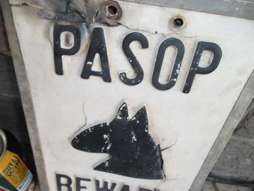 Stunning old very bad condition BEWARE sign size 185mm x 273mm postage R60