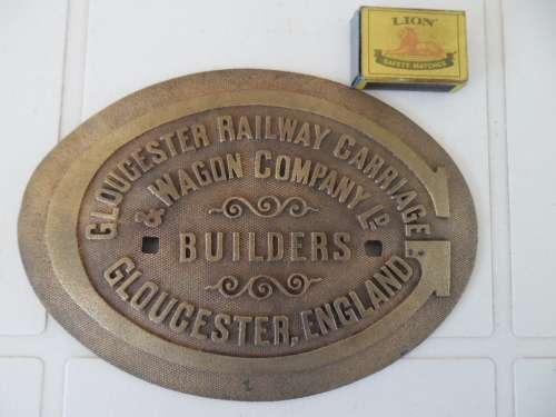 Rare Gloucester railway carriage builders brass plate 218mm wide postage R70