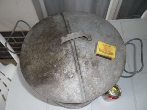 old metal bin with lid size is 360mm high postage is R95
