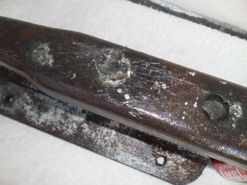 Old handmade anvil see welding on top only size is 360mm long weighs 12kg postage is R150