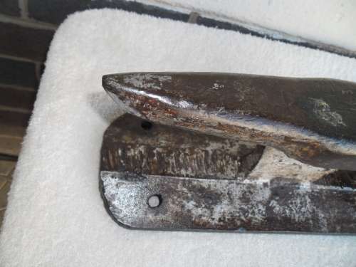 Old handmade anvil see welding on top only size is 360mm long weighs 12kg postage is R150