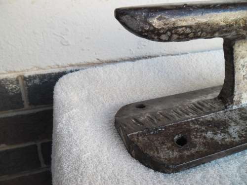 Old handmade anvil see welding on top only size is 360mm long weighs 12kg postage is R150
