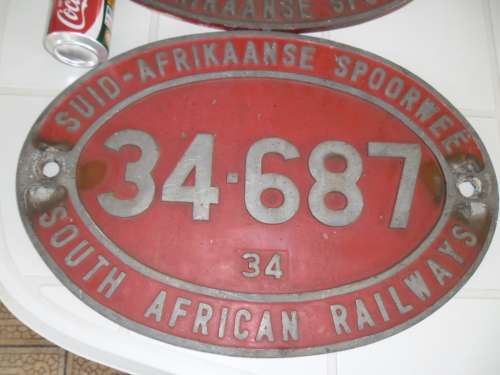 A pair of SAR original aluminum loco train plates English on top & Afrikaans on top size 530mm wide