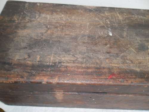 Stunning very rare very old wood box with brass handles on lock 1944 size 610mm long postage R180