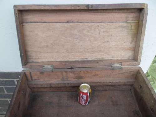 Stunning very rare very old wood box with brass handles on lock 1944 size 610mm long postage R180
