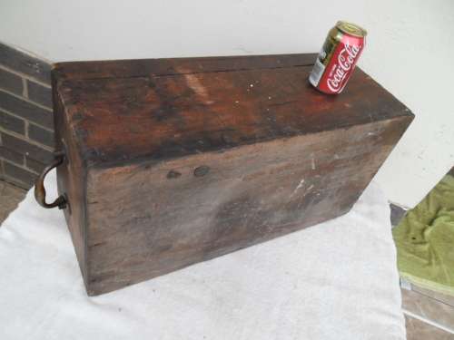 Stunning very rare very old wood box with brass handles on lock 1944 size 610mm long postage R180