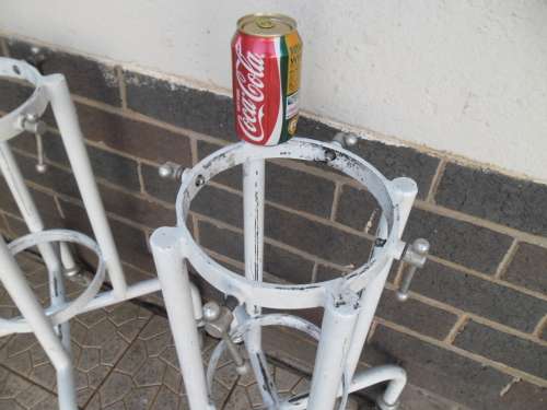 2 ¿ oxygen tanks strong metal stand on castor wheels size is 660mm high collection only