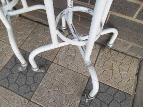 2 ¿ oxygen tanks strong metal stand on castor wheels size is 660mm high collection only