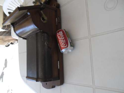 Rare old heavy very large wall wood hanging telephone handle missing don't know if it is working