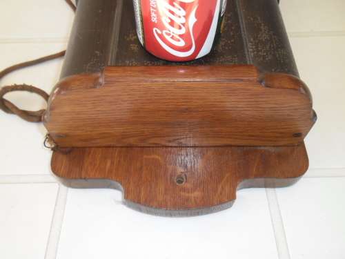 Rare old heavy very large wall wood hanging telephone handle missing don't know if it is working