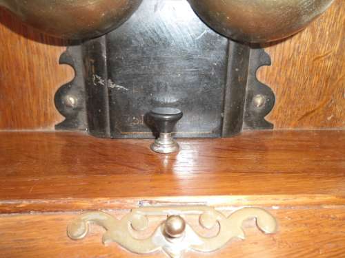 Rare old heavy very large wall wood hanging telephone handle missing don't know if it is working