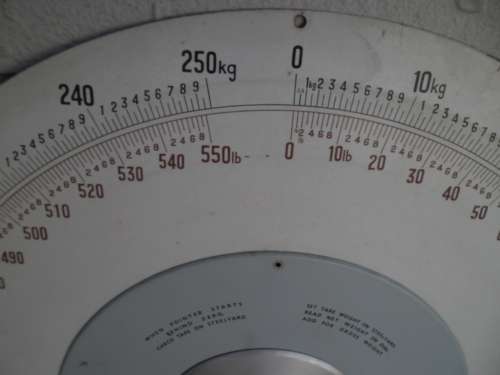 old very large metal lbs and kg dial face of a scale size 695mm dia ordinary postage is R120