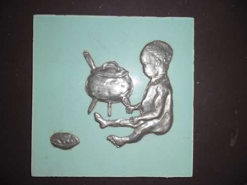 vintage tile with pewter motive size 155mm SQ Postnet postage is R120