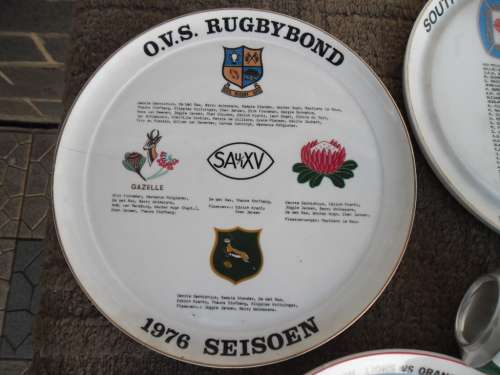 rare old wall hanging 5 Rugby plates highly collectable add Postnet to Postnet postage R140