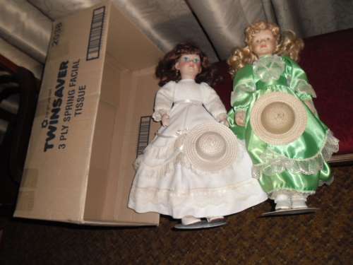 2 - large vintage porcelain dolls size is about 550mm high