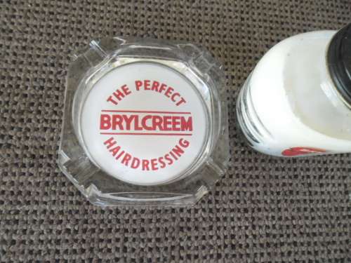 very rare old 5 Brylcreem glass bottles and glass astray
