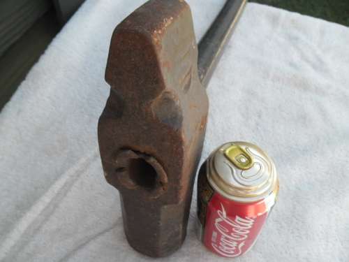 Rare very heavy large steel wedge hammer and pipe add to your order R170 for Postnet postage