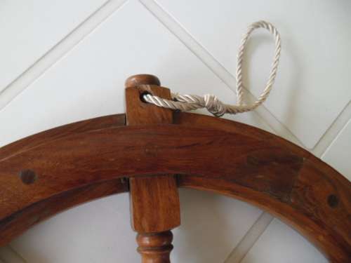 Center brass Porthole with clock working and wood ships wheel add to your order postnet postage R220