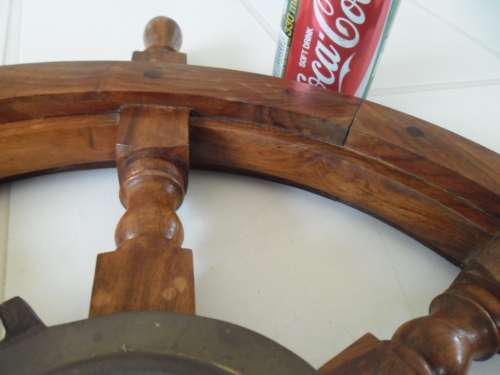 Center brass Porthole with clock working and wood ships wheel add to your order postnet postage R220