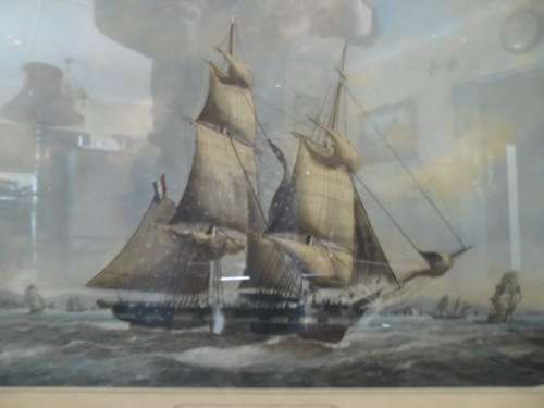 Very Rare old Le Bresilien French Paris sailing ship print framed with glass size 69cm x 49cm