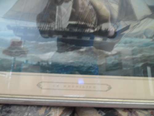Very Rare old Le Bresilien French Paris sailing ship print framed with glass size 69cm x 49cm